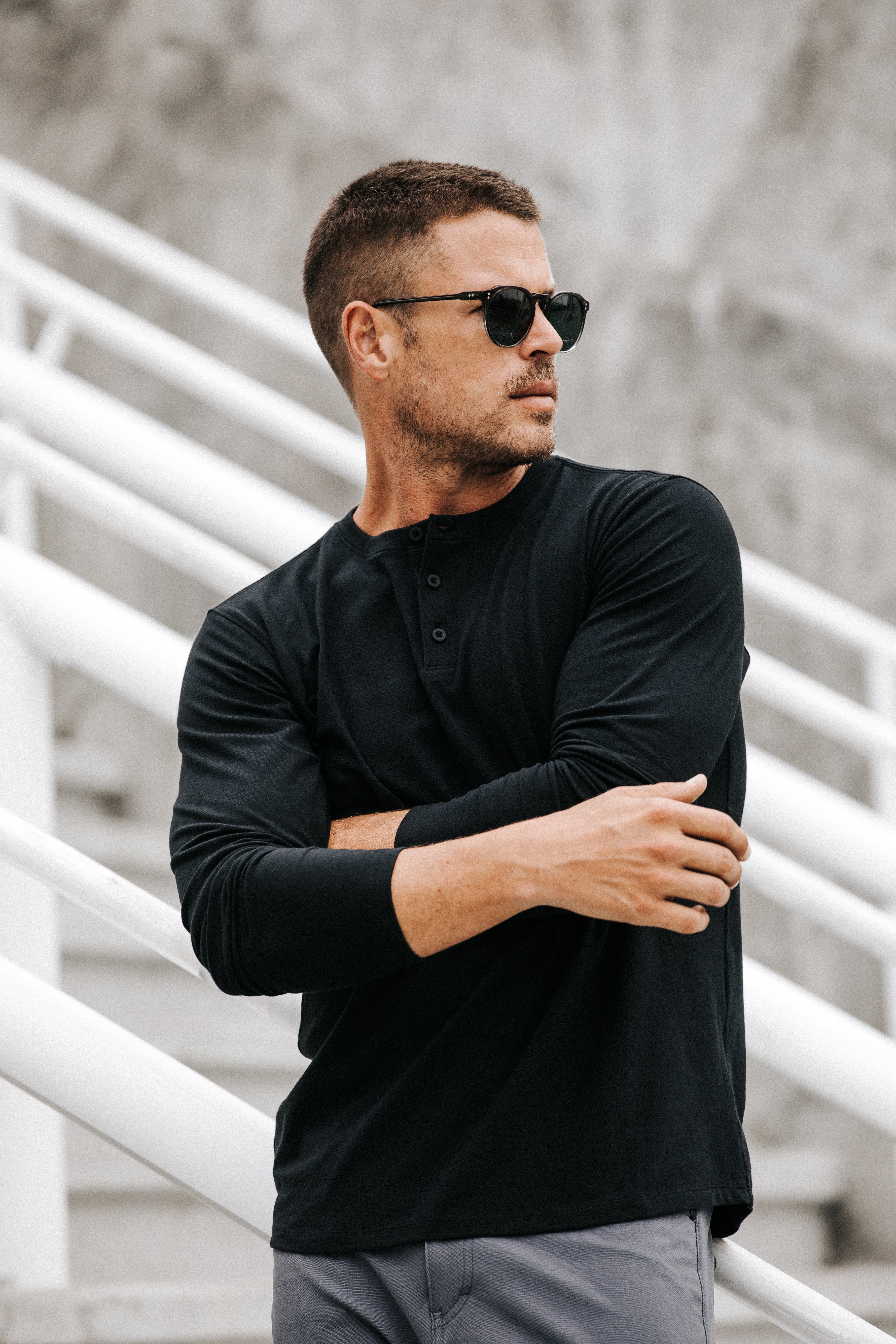 black henley shirt long sleeve