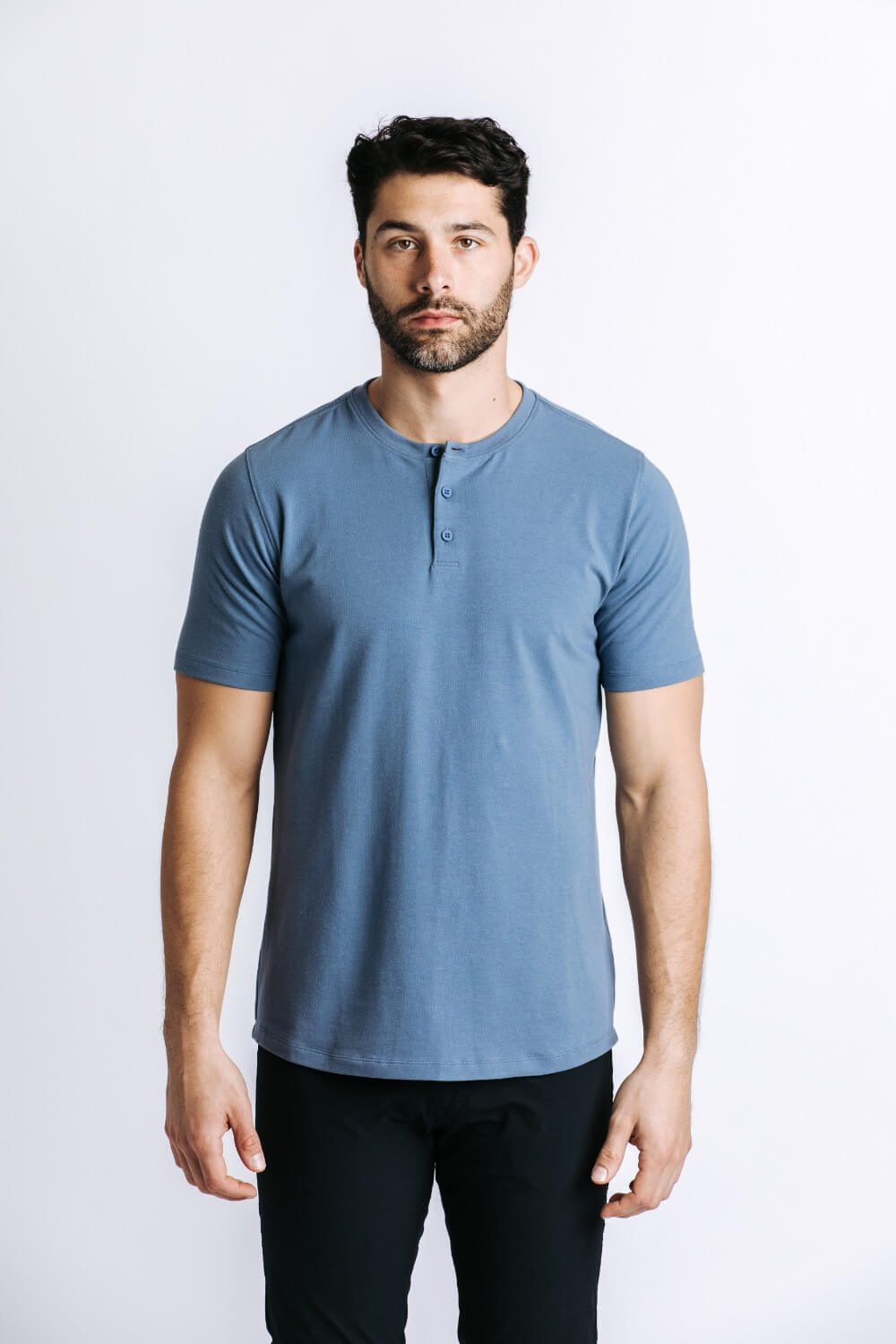 X Cotton Short Sleeve Henley - Pacific
