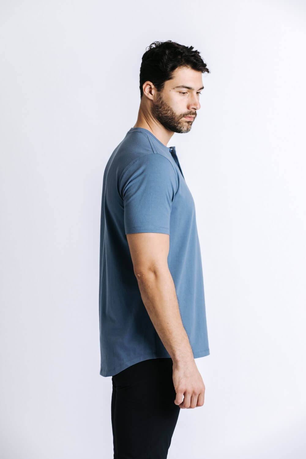 X Cotton Short Sleeve Henley - Pacific
