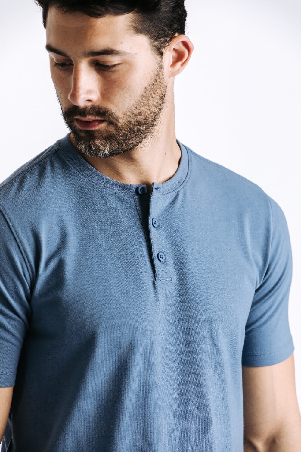 X Cotton Short Sleeve Henley - Pacific
