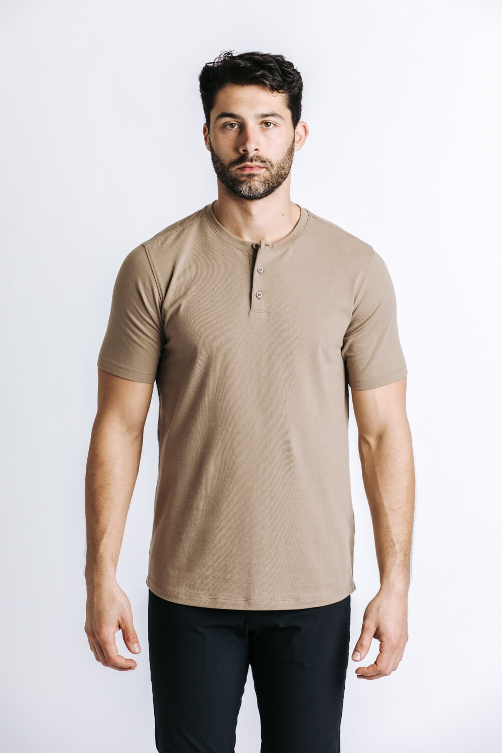 X Cotton Short Sleeve Henley - Sand
