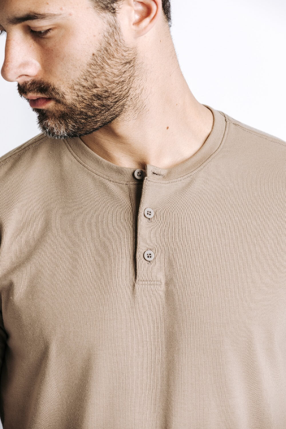 X Cotton Short Sleeve Henley - Sand
