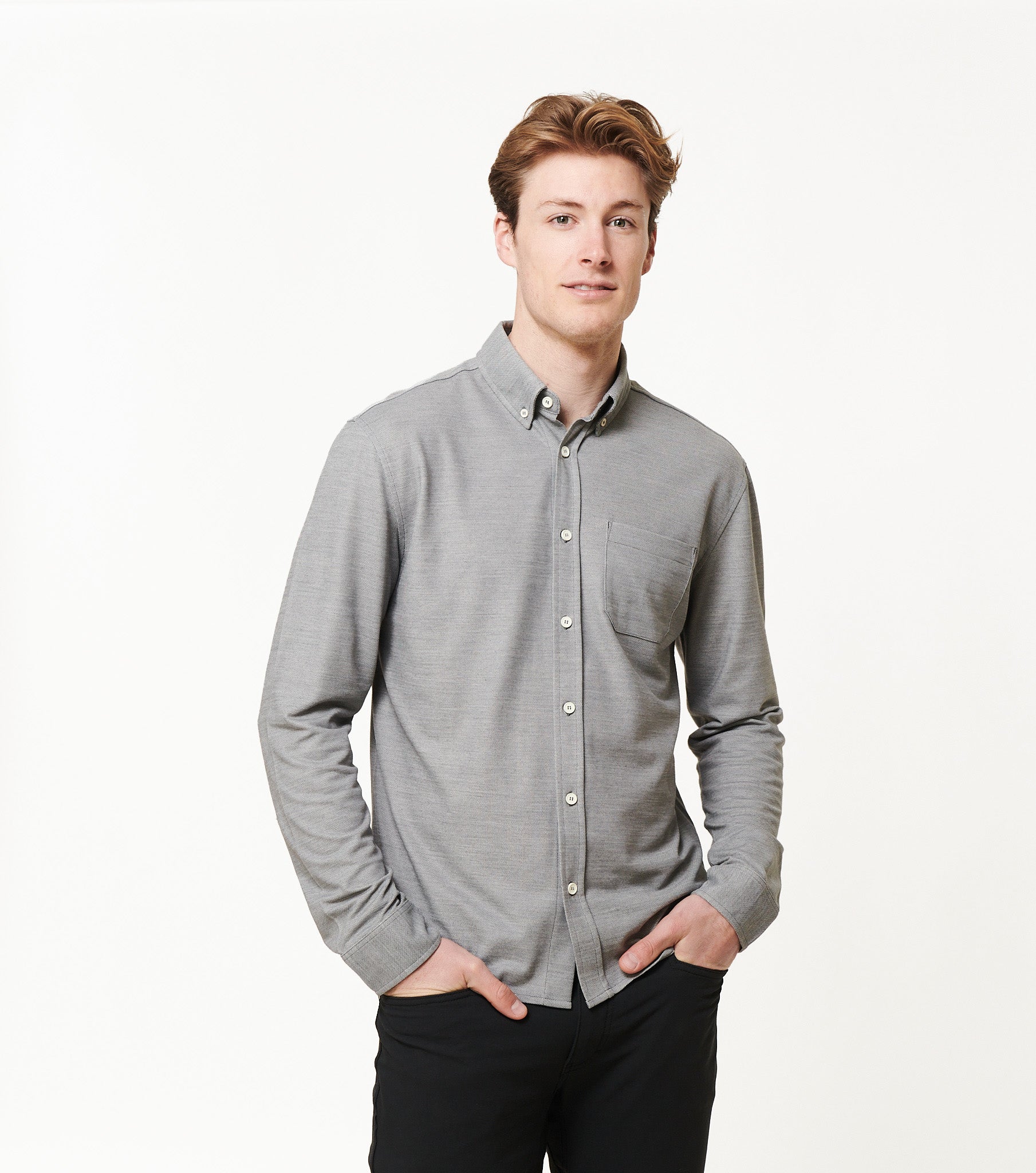 Limitless Merino Button-Down - Concrete
