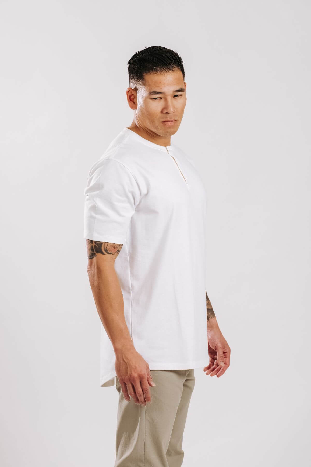 X Cotton Short Sleeve Henley - White
