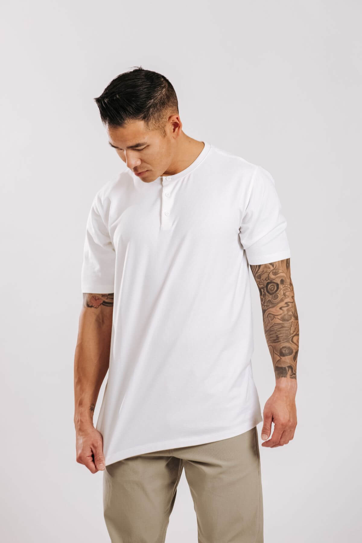 X Cotton Short Sleeve Henley - White
