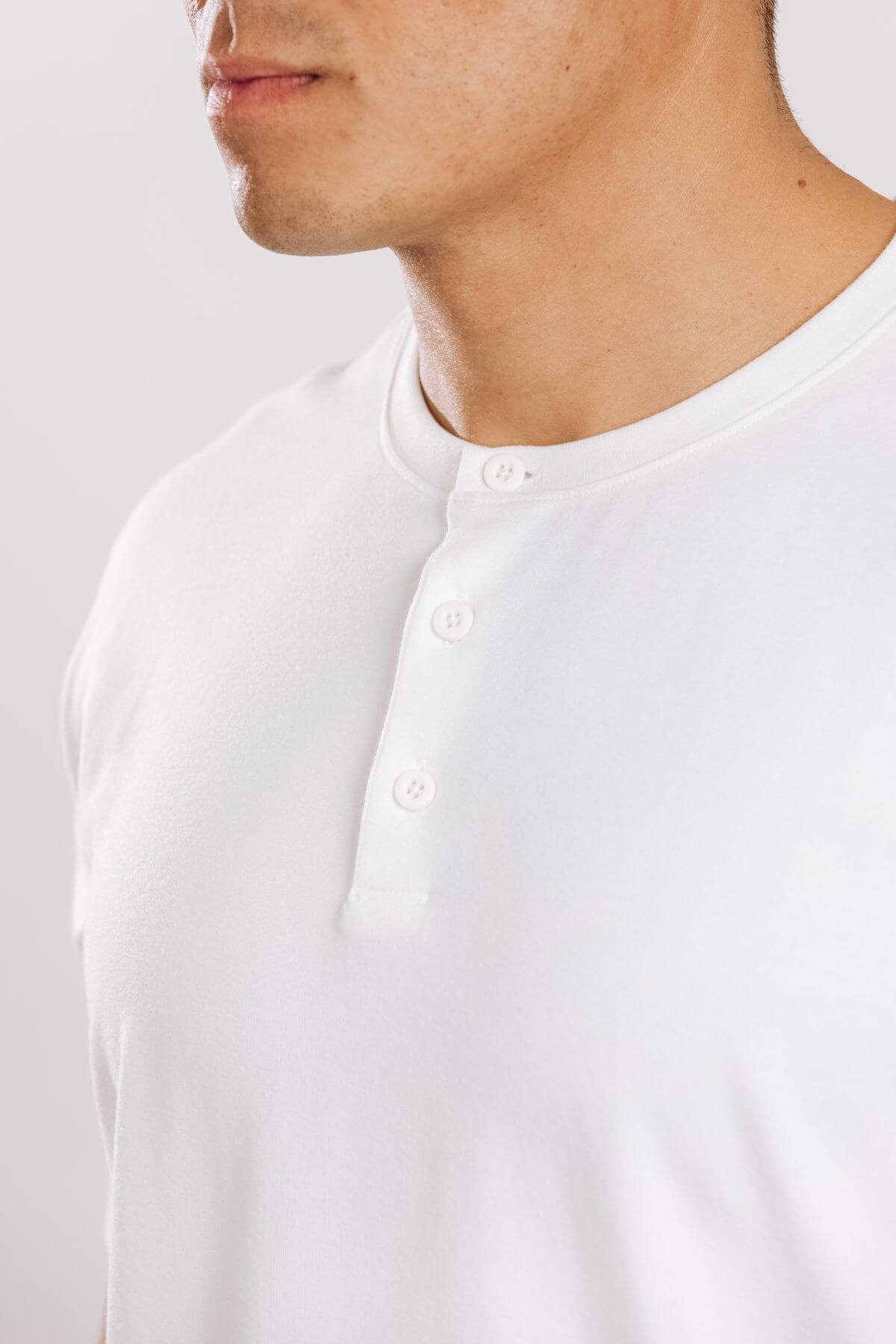 X Cotton Short Sleeve Henley - White
