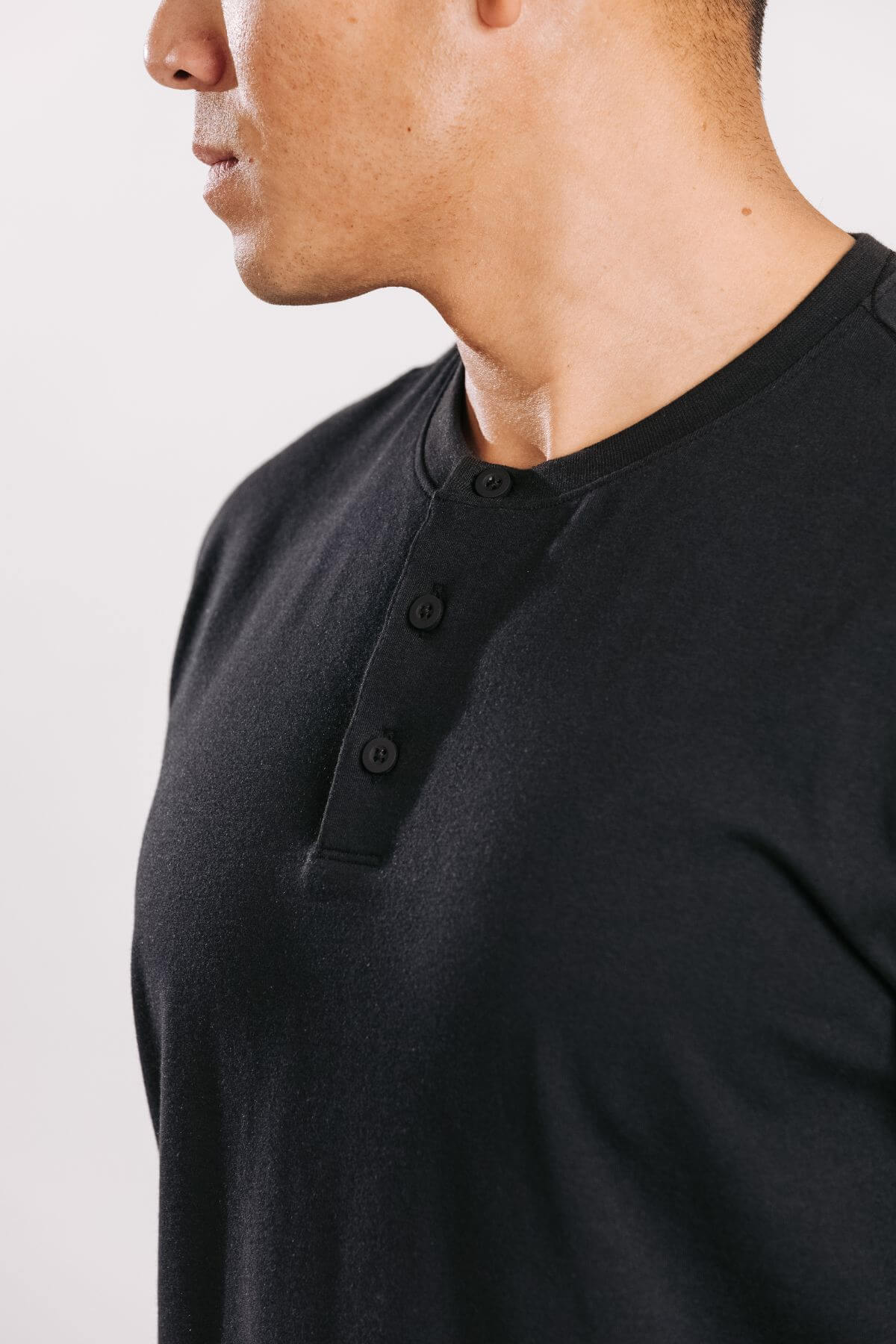 X Cotton Short Sleeve Henley - Black
