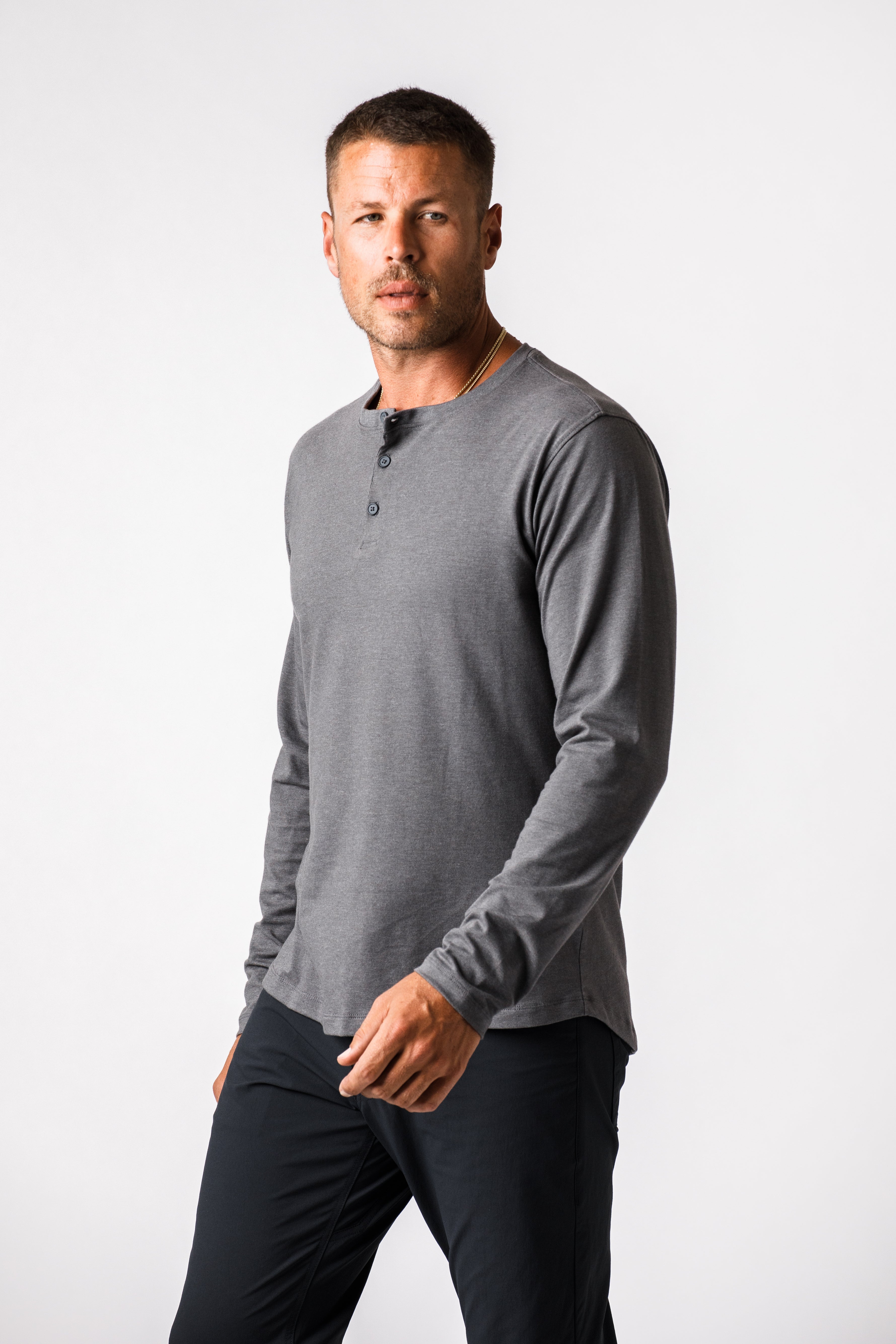 White Long Sleeve Shirt Mens | X Cotton Henley | Western Rise