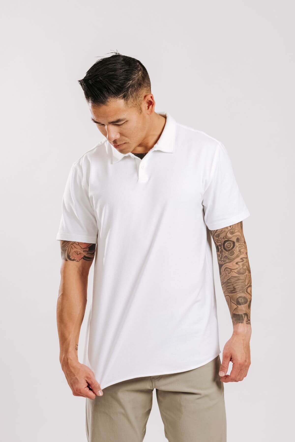 White cotton polo shirt 2024 mens